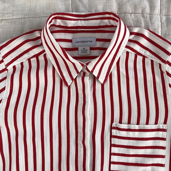 🎪 [Liz Claiborne] Striped Button-down Shirt size M - Picture 4 of 12